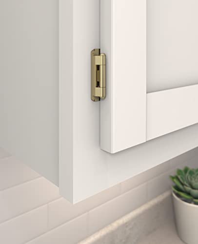 Image of Amerock 1 Pair 1 /2 inch Overlay Golden Champagne Partial Wrap Cabinet Hinge