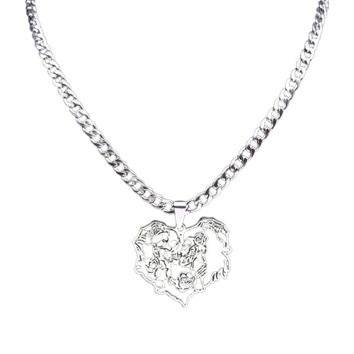 Collier gothique cœur tête de mort en tant que bijou squelette de fête