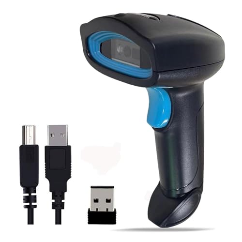 Image of Wireless 2D & 1D (Bluetooth + USB+2.4 GHz) Barcode Scanner Wireless & Wired | QR Code Scanner Rechargeable | USB Handheld Barcode Reader with Induction Scanning, Built-in Light, ABS Body