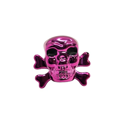 cyclingcolors 2 x Tapas de Válvula de Plástico Calavera Cruzada para Válvulas Schrader para Bicicleta, Motocicleta, Coche, Quad y E-Scooter, Morado miniatura 2