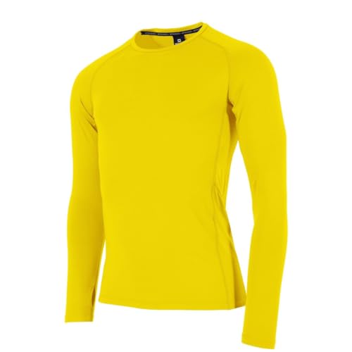 Stanno T-shirt térmica de manga comprida, Core Baselayer, t-shirt de compressão, ajuste confortável, t-shirt com mangas compridas, ventilação, Amarelo