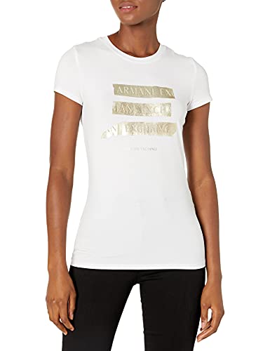 Preisvergleich Produktbild Armani Exchange Damen Gold foil Logo T-Shirt, White, L