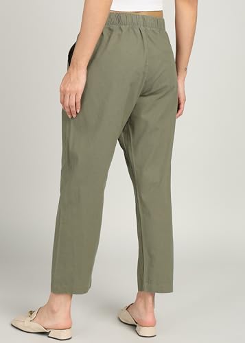 Image of Alan Jones Clothing Womens Mid Rise Cotton Relaxed Ankle Pants | 100% Cotton