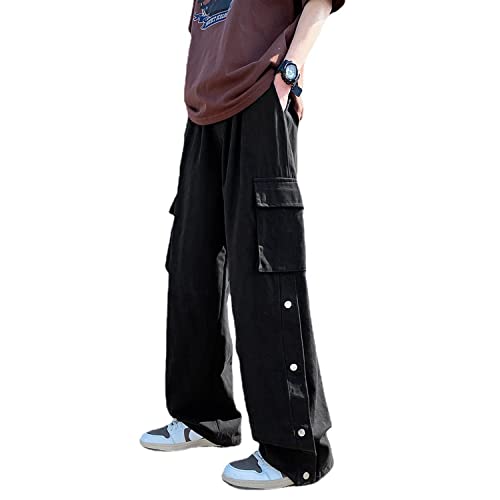Goth Baggy Cargo Pants with Pockets for Men Women Y2K Straight Leg Joggers Casual Streetwear Loose Pants - Main Image