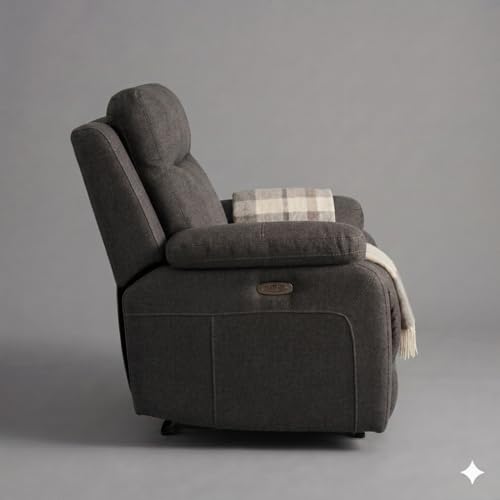 Image of Amazon Brand - Solimo Elira | Single Seater Sofa Recliner | Manual Recliner (Velvet Grey)