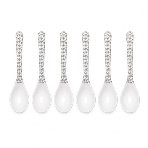 Image of Melvio By Malti 6 Pcs Tea Spoon Set for Dining & Dessert | Premium Melamine Spoons with Elegant Design | Microwave & Dishwasher Safe Spoons for Tea, Coffee, Ice Cream, Dessert | White, 5.5 Inch