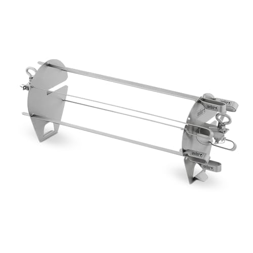 Weber Crafted Spieße-Set für Rotisseries - Halterung mit 6 Spießen aus Edelstahl, spülmaschinenfest, 40 cm lang – Silber (7685)