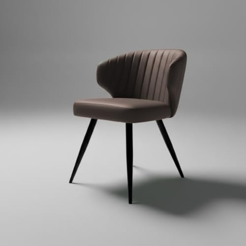 Image of Finch Fox Shree Faux Leather Living Room Dining Chair in Dark Brown Color with Black Powder Coated Metal Legs