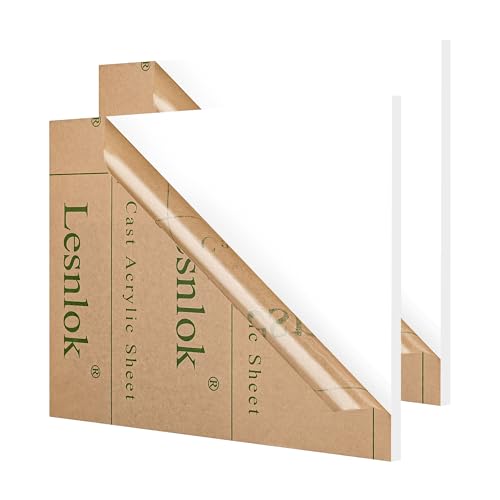 Image of Lesnlok Matte White Acrylic Sheets 1 /4 inch Thick 6mm 2 Pieces 4 x 6 Frosted Plexiglass Sheet,Suitable for Painting, Handicrafts, DIY Display Projects (2, Matte White, 4 x 6 x 1 /4)