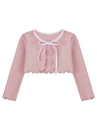 Kids Girls Ballet Dance Cardigan Solid Color Long Sleeve Open Front Coats Sweater Outerwear3
