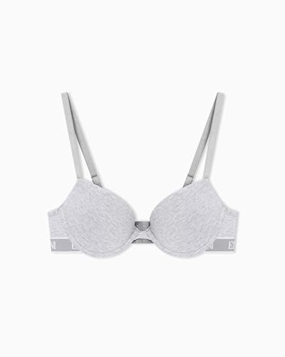 Emporio Armani Womens Iconic Logoband Push Up Bra, Light Grey, 32B