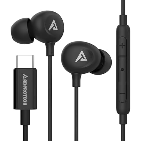 USB C Headphones for iPhone 16/15 Pro Max Wired Earbuds in-Ear Type C Built-in HD Microphone Volume Control Earphones for Samsung Z Flip 5 4 Galaxy S23 S21 A53 A54 Pixel 8 7 Pro, Black Cover