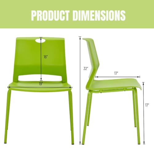 Image of Stackable Chairs Set of 4, Office Waiting Room Chair Plastic Seat, Green Stacking Chairs with Sturdy Metal Legs, Guest Chair for Conference Rooms, Churches, Living Rooms, Classrooms(Green).