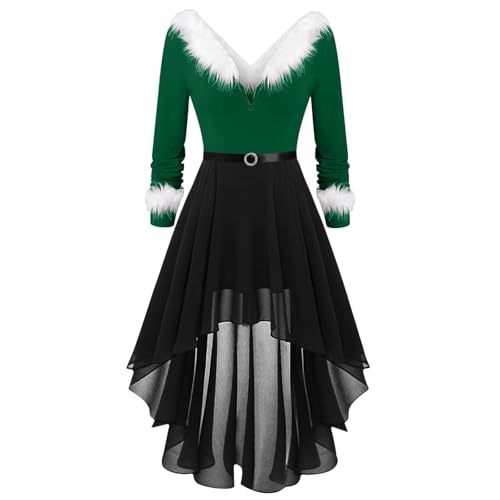 Vestidos asimétricos de manga larga para mujer, lindos vestidos de primavera 2024, para graduación, con cuello en V asimétrico, de malla, vestidos casuales únicos para mujer, vestidos alinos para