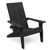 MXIMU Modern Oversized Adirondack Chair: 450lb Load-Bearing Plastic Adirondack Chairs with 3-in-1 Cup Holder - 33in High Backrest Comfortable All-Weather Outdoor Chair - Fire Pit Chairs for Patio Lawn