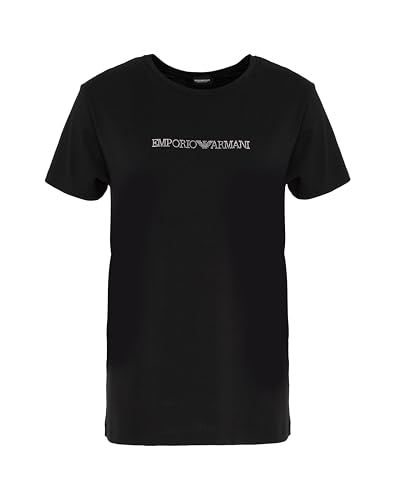 Emporio Armani T-Shirt à col Rond en Coton pour Femme, Noir, XS, Regular, Black Beauty, XS