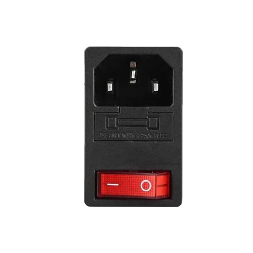 Prise mâle fusible 10A et interrupteur bouton rouge pour stopper la veille et sécuriser les circuits