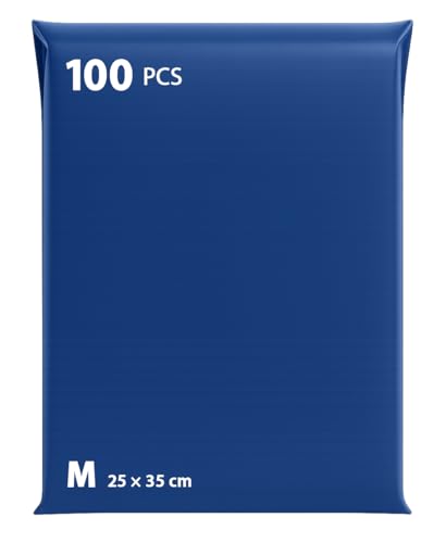 Plastic Shipping Envelopes with Integrated Pouch - Pack of 100 Vintage Bags 25 x 35 cm Strong Polyethylene Packaging Packaging Self Seal - Blue (Blue 100M)