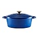 Tower BO800252BLU Barbary & Oak - Casseruola ovale in ghisa con interno smaltato resistente, 29 cm, colore: Blu Limoges