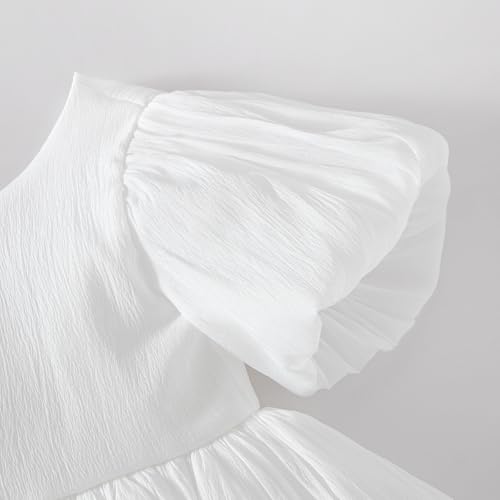 Tutu.kk Toddler Girls Summer Dress Puff Short Sleeve V-Neck Back Dress for Birthday Party Outfits 1-8Y4