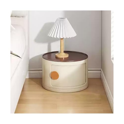 HOFUNTRE Table De Nuit,Chevet De Lit,Table De Nuit Ronde,Table De Chevet Ronde Avec Tiroirs,Table De Chevet En Plastique,Tables De Chevet Peu...