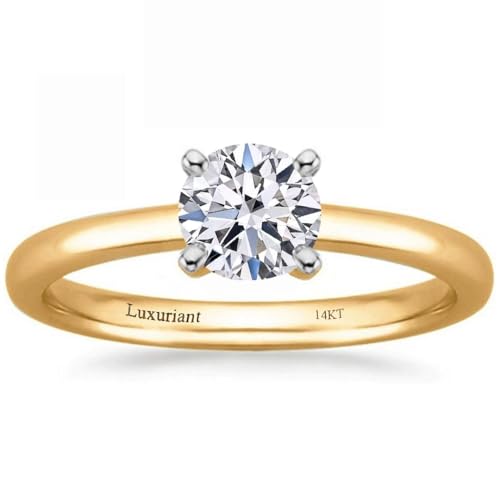 SHOP LC DELIVERING JOY IGI Certified Lab Grown Diamond Engagement Ring - Diamond Jewelry for Women in Pure Real Solid 14k Yellow Gold Gfts for Her 1 Carat Size - 7 Birthday Christmas Gifts
