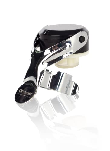 Qpractiko | Tapón universal para cava y vino | Acero inoxidable, silicona alimentaria | Cierre hermético, palanca de uso sencillo, adaptable a cuello de botella | Conserva burbujas y sabor