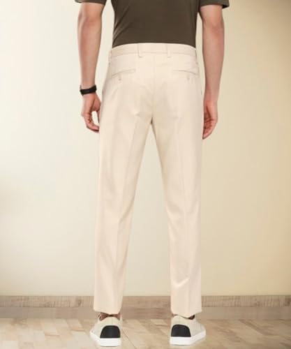 Image of MALENO Slim Fit Ankle Length Cotton Lycra Blend Formal Trouser for Men | Stretchable Ankle Length Formal Pant for Men