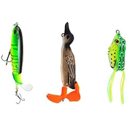 Señuelos Para Pescar Bagres 3 Pcs Señuelo Pesca Artificial, Señuelos de Pesca Spinning, Contiene Sardinas Giratorias, Patos 3D Giratorios, Ranas Trueno 3D, Caja Transparente con 15 Compartimentos, para Lubina, Carpa, Bagre