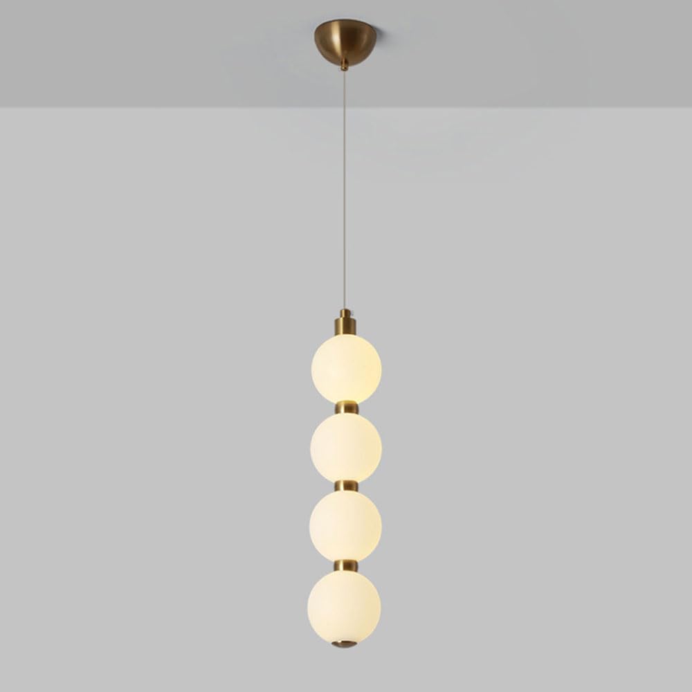 Lámpara colgante de vidrio de leche con base dorada moderna de 4 luces para isla de cocina
