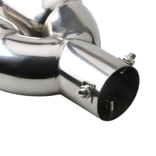 Silenciador de coche universal con doble salida y tubo de escape trasero cromado plateado 4