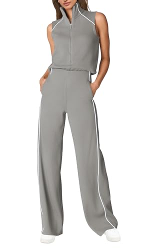 SENSERISE Womens Summer Jumpsuits Dressy Casual Sleeveless Mock Neck Top