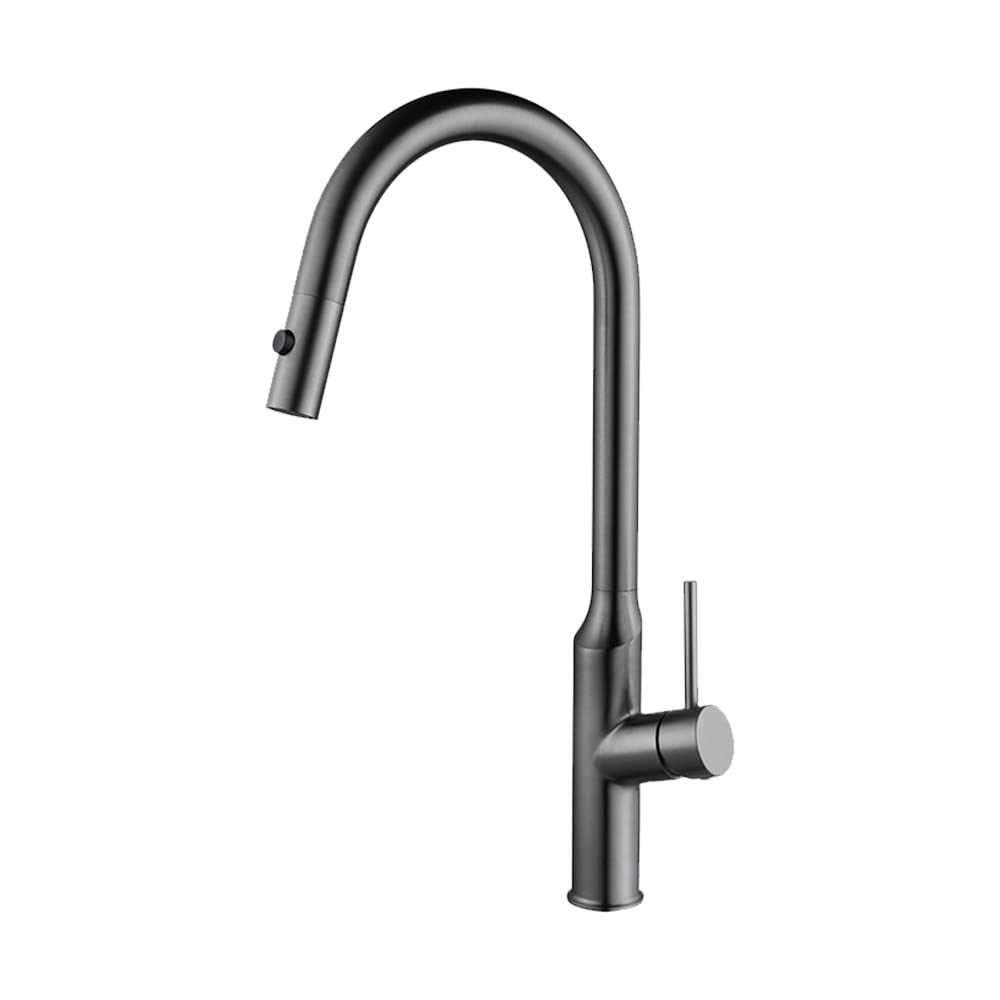 High Arc Kitchen Sink Faucet with Pull Out Sprayer Brushed Nickel Stainless Steel Single Lever Handle White Faucets Sinle Hole Kitchen Faucet Gunmetal (Gunmetal)