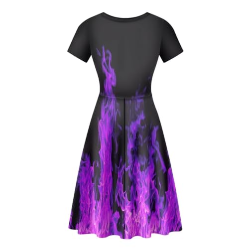 Image of POLERO Sunflower Dress for Women Floral Summer Dresses Short Sleeve Casual Sundresses Midi Dresses