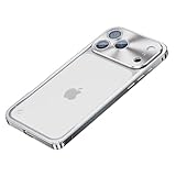 【アルミ合金フレーム 】 For iPhone17 Pro ケース 自動バックル式 カメラレンズ保護 半透明マットタイプ ワイヤレス充電対応 指紋防止 衝撃吸収 アイフォン17 プロ用カバー スマホケース ストラップホール付き cs104 (i17pro, シルバー)