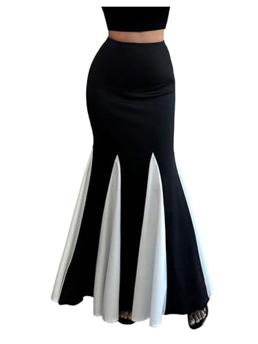 Floerns Women's Elegant Fishtail Skirt Ruffle Elastic Waist Bodycon Maxi Skirts4