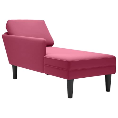vidaXL Tumbona con Almohada y reposabrazo Derecho Terciopelo Rojo Vino, sillón, diván, Silla de salón, sofá Silla, Tumbona, sofá de salón