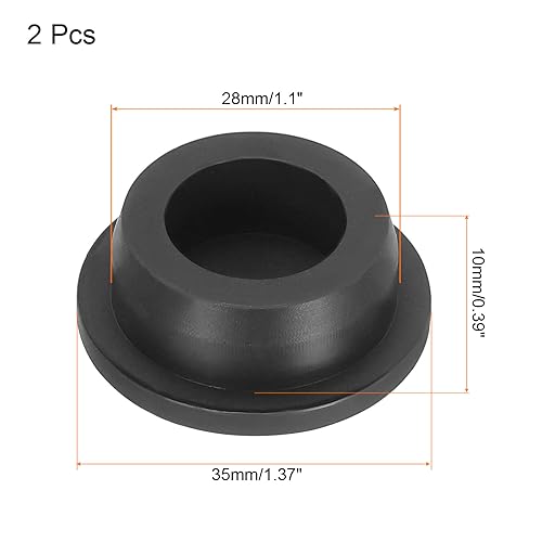 Image of UXCELL High Temp Silicone T-Shaped Rubber Stopper - Dia 28mm /1.1 inch - Waterproof & Sealing Plugs - Black, Pack of 2 (OD 35mm)