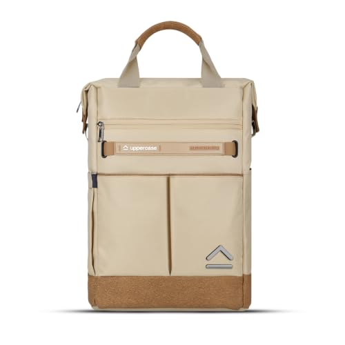Image of uppercase Dune Alphatech Padded 15.6 inch Laptop & iPad Compartment Professional Backpack for Men & Women - Tote & Backpack Carry, Waterproof Work Business Backpack for College Work Daily -Beige