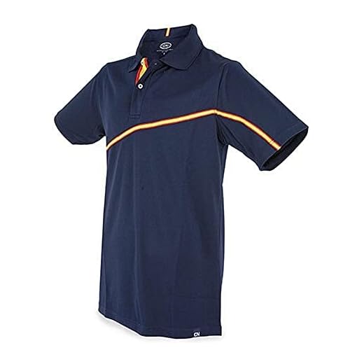 Polo Hombre Manga Corta, Azul Marino, Dry & Fresh, Tejido Técnico, Transpirable, Bandera de España (XL)