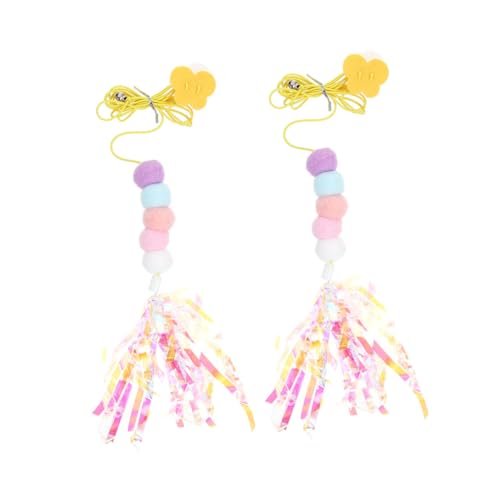 Supvox 2 Stück Teiliges Verstellbares Katzen hängespielzeug aus Langlebigem Material Bunte Elastische Katzenangel für Interaktives und...