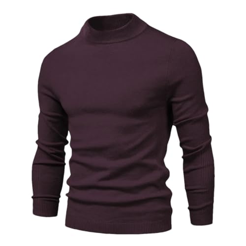 Soft Mid Neck Pullover Men Solid Color Warm Men's Sweater Pullover Knitted Sweater for Men