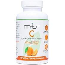 M+S Vitamin C Tablet 500mg for Women and Men Supports a Healthy Immune System, Promotes Hair, Skin, Nails and Joints Vegan, Sugar Free, Non-GMO Orange Flavor 100 Tablets