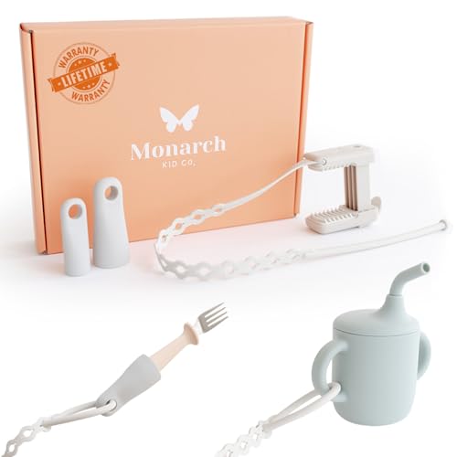 Image of Monarch Kid Co Premium Clip & Strap Set for Toddlers & Babies | Adjustable Toy Holder & Sippy Cup Strap | Keeps Bottles & Toys Off The Floor | Ideal for High Chairs, Car Seats & Strollers