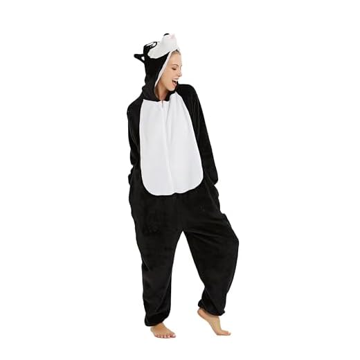 Ovender Kigurumi Costumes d'animaux pour adultes, carnaval, Halloween, pyjama, combinaison, fête, spectacle, Noël, Cosplay, sous-vêtements d'hiver unisexe, (taille S, Husky, noir blanc)