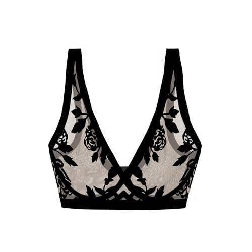 Image of EBY Sheer Mesh Bralette for Women Seamless Wireless Bra with Support - Without Metal Wire