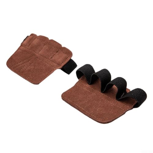 Guantes de levantamiento de pesas con configuración de bucle de cuatro dedos y material de cuero vacuno de doble capa para uso en levantamiento de potencia y entrenamiento de gimnasio (marrón)