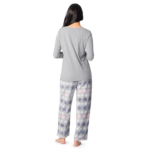 Image of Fruit of the Loom Women's Sueded Jersey Crew Top and Fleece Pant Sleep Set