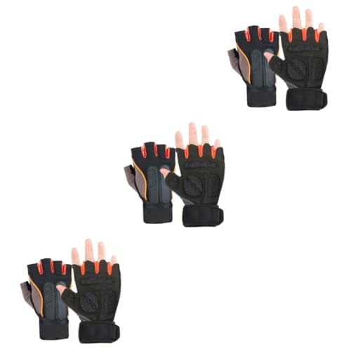 Protège-poignets de sport orange gants demi-doigts haltérophilie et musculation