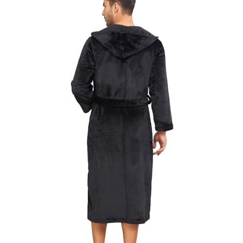 Mens Plush Bath Robe Fleece Shower Spa Bathrobe Male Fluffy Soft House Robes with Pockets2